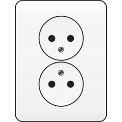 Dubbel tweepolig stopcontact zonder aarding, volledig apparaat incl. a